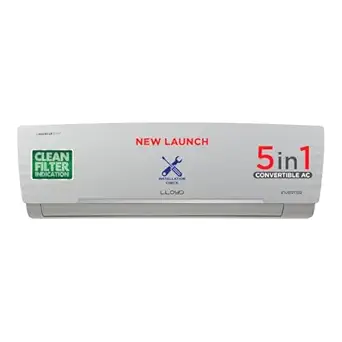 Lloyd 1.5 Ton 5 Star, Inverter Split AC (5 in 1 Convertible, Cools Even at 52°C, Smart 4 Way Air Swing, Turbo Cool, Anti Corrosion Coating, 100% Copper, White, GLS18I5KWGGW)